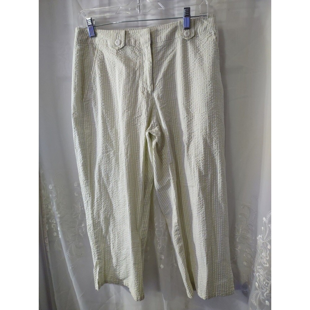 Liz Claiborne Casual Capri Pants Size 8 Audra Light Green And White